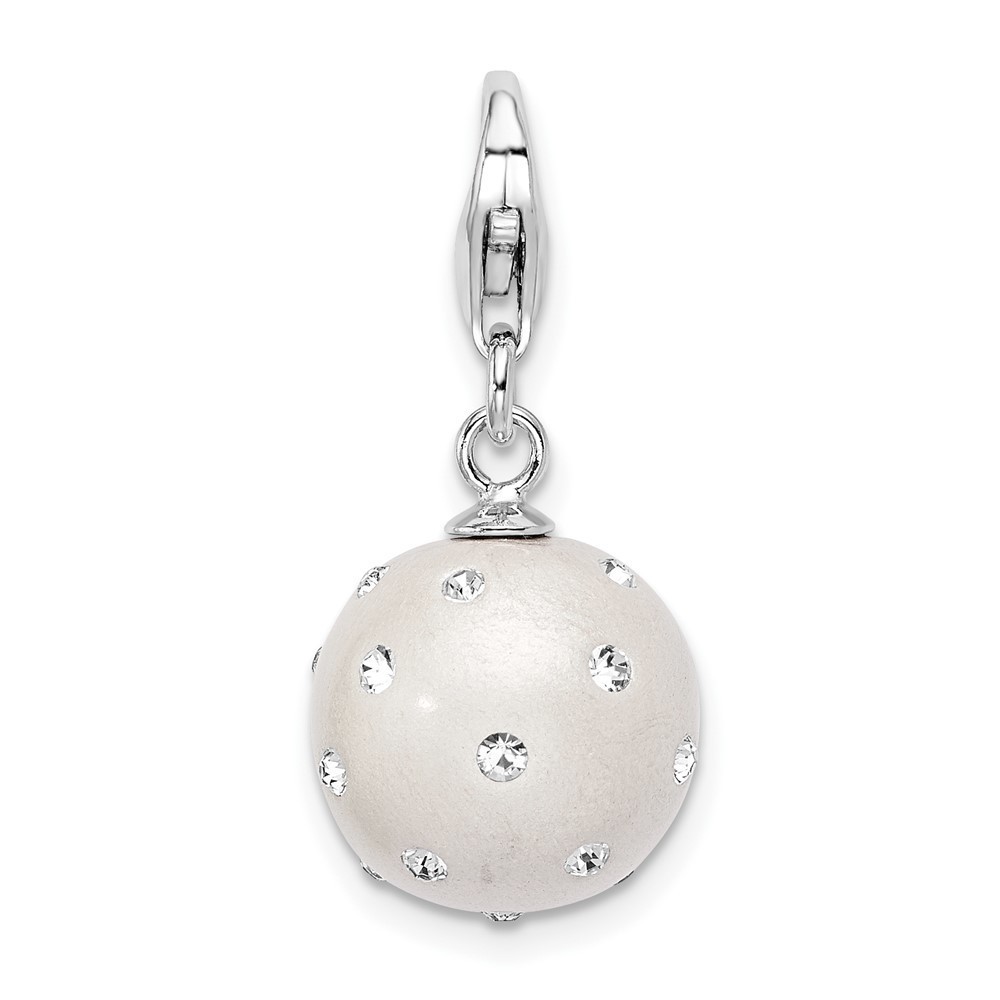 925 Silver 3-D White Ferido Stellux Crystal Ball Bracelet Charm Lobster Clasp